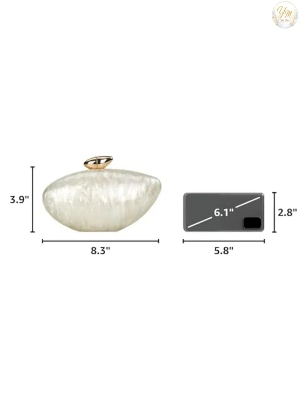Pearlescent Shell Acrylic Clutch Bag with Metal Clasp